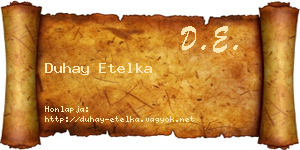 Duhay Etelka névjegykártya